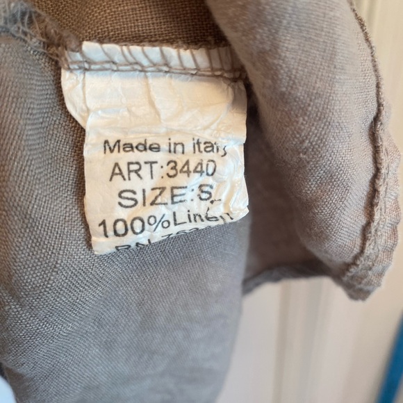 Lungo Larno 100% Linen dress women’s size small grey Pockets scoop Neck office - Picture 6 of 8